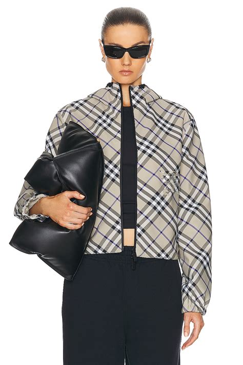 Cropped Reversible Check Jacket in Lichen 